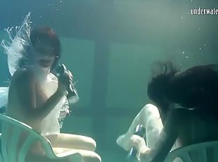 Siskina and Polcharova are underwater gymnasts