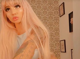 Beautiful Pink Haired Babe Fucks Herself - busty tattooed blonde slut on webcam