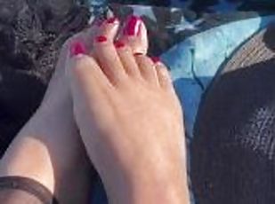 Perfect Sexy feet play in sand at the beach - Foot Fetish