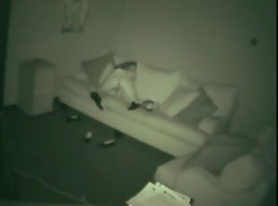 Spy cam babe masturbates on the couch