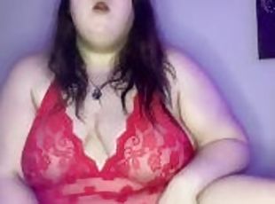 grosse, masturbation, orgasme, chatte-pussy, amateur, jouet, maison, belle-femme-ronde, lingerie, solo