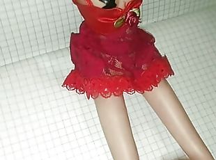 Cumshot on the legs of my cute doll.