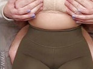 Horny legging wearing Teacher got her boobs massaged by her neighbor