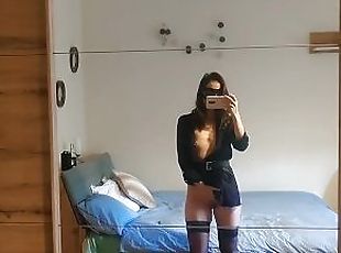 Horny Brunette Babe in Secretary outfit and High heels wants to be fucked-by OF Model @Misscabrera