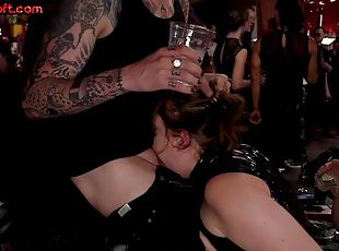 BDSM gagging sluts whipped in public group BDSM action