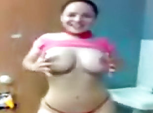 Vibrant curvy girl sexy striptease