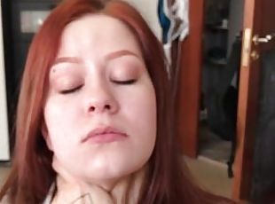 HD Choke Redhead Beauty by Cock Sitting on Top of Her