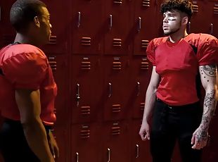 IR sports stud bareback banged in BBC locker room