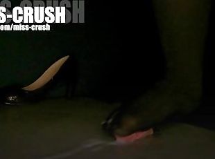 Cock crush under high heel and foot on pantyhose with cumshot