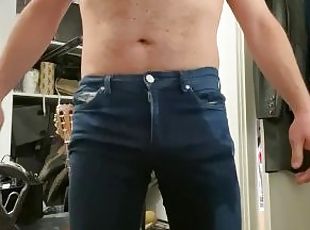 Been edging, cumming and pissing in my jeans ALL day! Nice and tight, the warmth hugs! Time to cum??