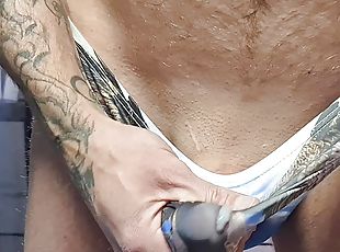 masturbation, amateur, ejaculation-sur-le-corps, gay, allemand, branlette, massage, ejaculation, bukkake, string