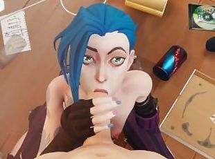 Jinx Passionate Blowjob Squating - League Of Legends Hentai 3D FULL HD 60 FPS