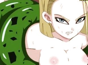 Cell se Folla A La Androide 18 , mientras krillin solo observa