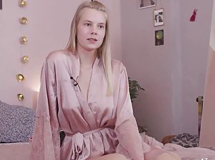 Die blonde Jolien spielt gerne Fu�ball und steht auf sexy Dessous - Teen (18+) solo with German blonde chick