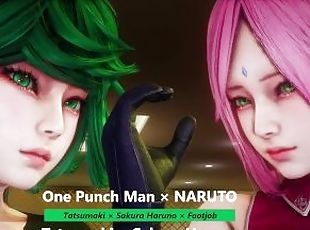 One Punch Man  NARUTO - Tatsumaki  Sakura Haruno  Footjob - Lite Version