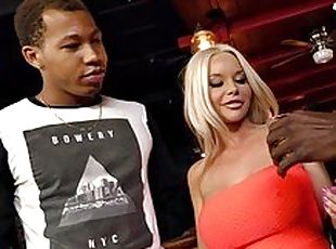 Blonde receives tons of facials after an interracial public gangbang