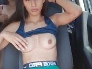 masturbação, público, cona-pussy, magro, babes, brinquedo, carro, jovem18, excitante, dildo