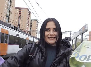 Impressive public porn with a young Czech teen avid for cash