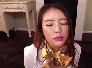 Japanese beauty fucked clothed and facialized in seductive modes