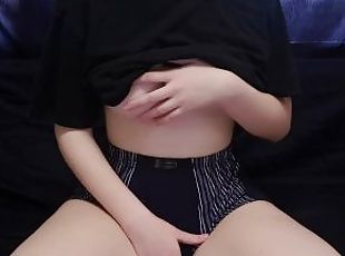 LOOK AND JERK: JAPANESE SCHOOLGIRL FINGERS HIMSELF AND SHOWING BIG TITS