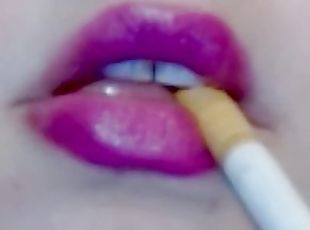 Purple Lipstick Smoking with Black latex gloves ( FAN VIDEO ) special thanks!