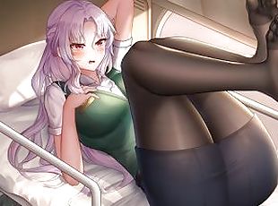 Fucked a hot girl in pantyhose while riding on a train  Hentai uncensored