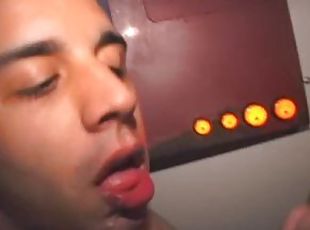 Capped Hispanola Man Sucky Dicky Doo in Gay Ass Glory Hole Swallows Own Semen Nastyness GayStuff