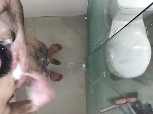 mandi, berambut, amateur, homoseksual, merangsang-dengan-tangan, brazil, pov, fetish, mandi-shower, solo