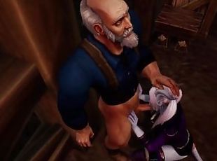 Draenei Girl Gives an Old Man a Deep Blowjob  Warcraft Parody