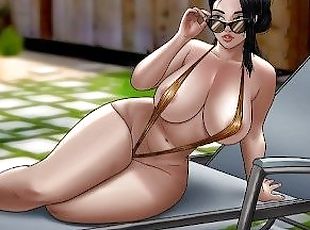 gros-nichons, poilue, milf, maman, horny, hentai, bikini