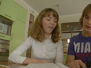 Step-bro helps sis with studies  ends up taking her virgnity