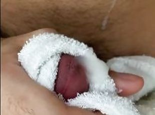 Jercking off with sock and cumming